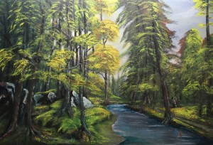 Forest River. Acrylic. 20x30" 