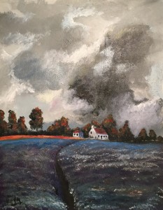 House on Lavender acrylic box canvas 16x18"